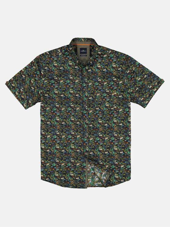 engbers Herren Kurzarm-Hemd mit Floralprint Oliv 33442