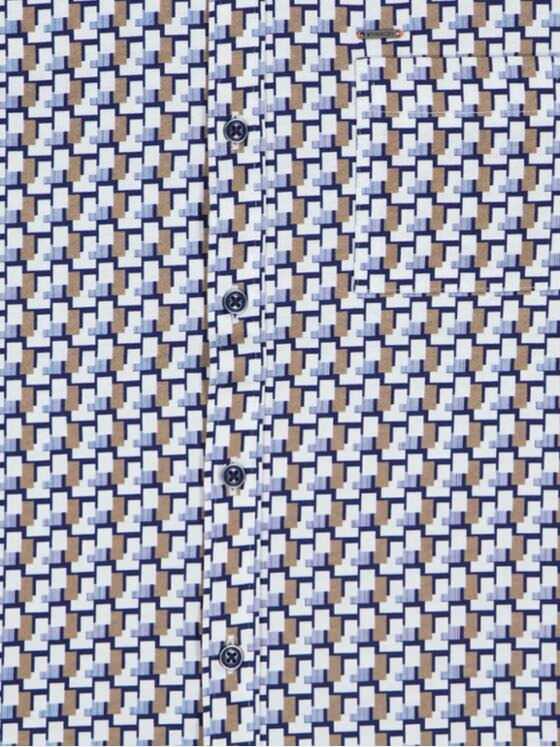 emilio adani Herren Kurzarm-Hemd gemustert Blau 32645