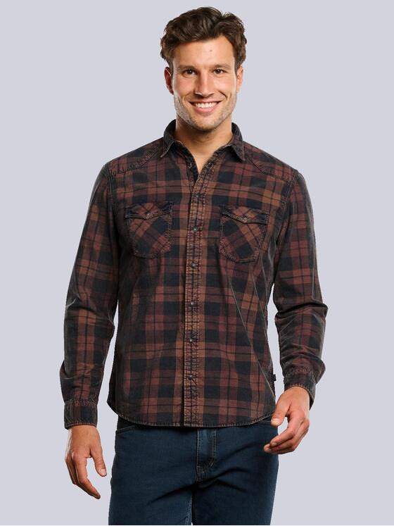 engbers Herren Langarm-Hemd aus Cord Dunkelorange 33667