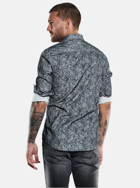 emilio adani Herren Langarm-Hemd aus Cord Grau 33695