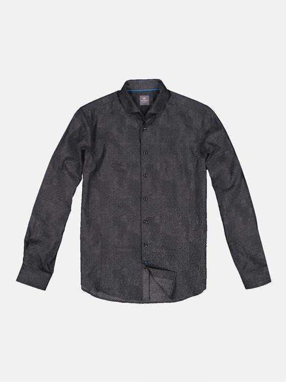 engbers Herren Langarm-Hemd mit Jaquard-Muster Grau 34103
