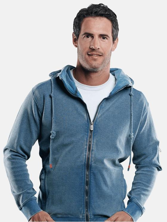 engbers Herren Sweatjacke mit Waffelstruktur Petrolblau 29208