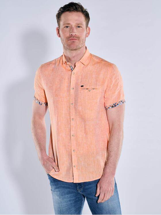 engbers Herren Kurzarm-Hemd aus Leinen Orange 38360