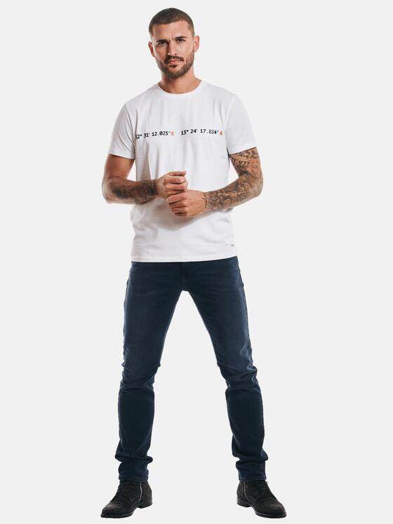 emilio adani Herren T-Shirt mit Print Weiß 32479