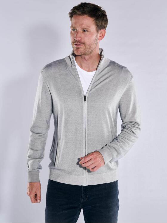 ENGBERS GERMANY Herren Cardigan aus edler Merinowolle Silbergrau 37983