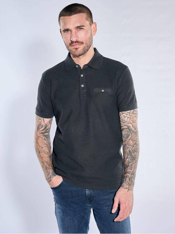 emilio adani Herren Poloshirt mit versteckter Brusttasche Anthrazit 40768