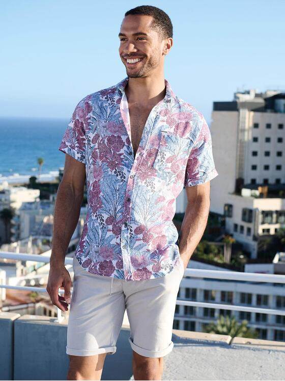 emilio adani Herren Hemd kurzarm Rosa 40701