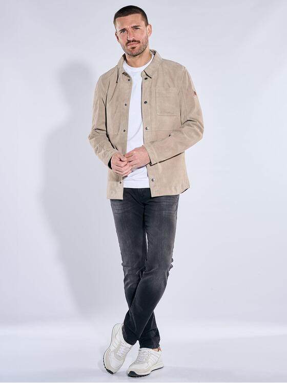 emilio adani Herren Lederjacke Beige 40401