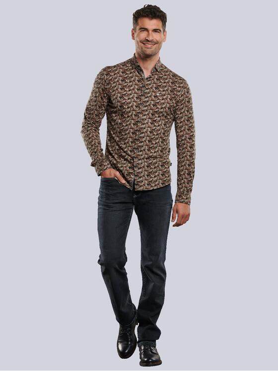 engbers Herren Langarm-Hemd gemustert Orange 32389
