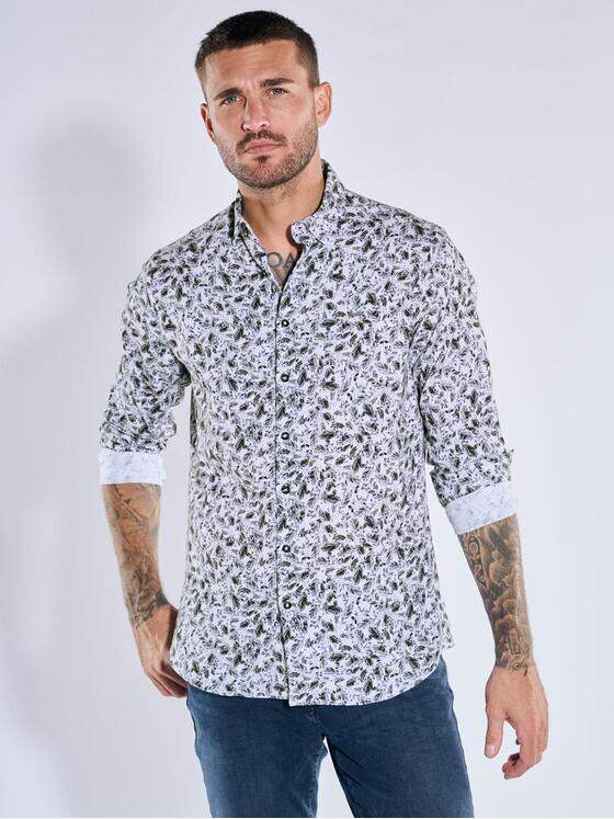 emilio adani Herren Langarm-Hemd gemustert Anthrazit 39633