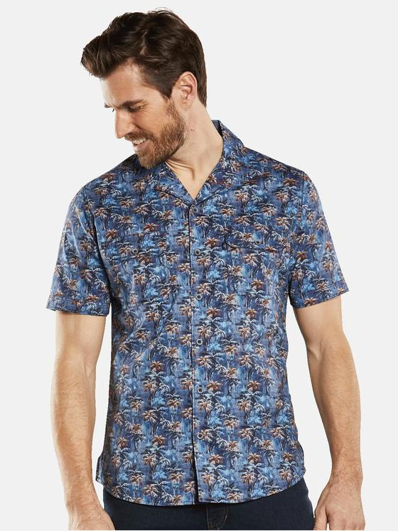 engbers Herren Kurzarm-Hemd gemustert Blau 34761
