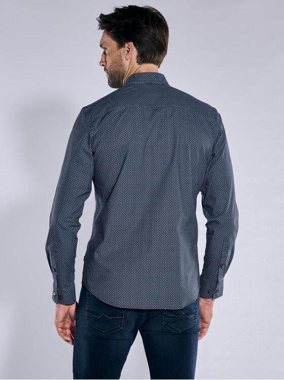 engbers Herren Langarm-Hemd gemustert Saphirblau 37653