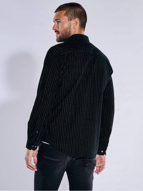 emilio adani Herren Langarm-Hemd gestreift Schwarz 37633
