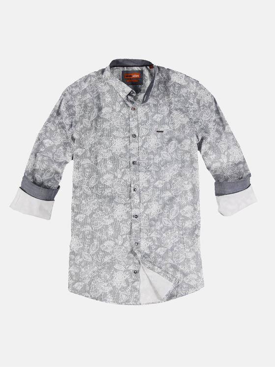 emilio adani Herren Langarm-Hemd mit floralem Print Blau 32055