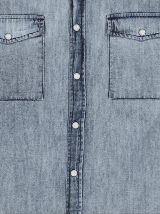 emilio adani Herren Langarm-Hemd aus Jeans-Stoff Blau 32619