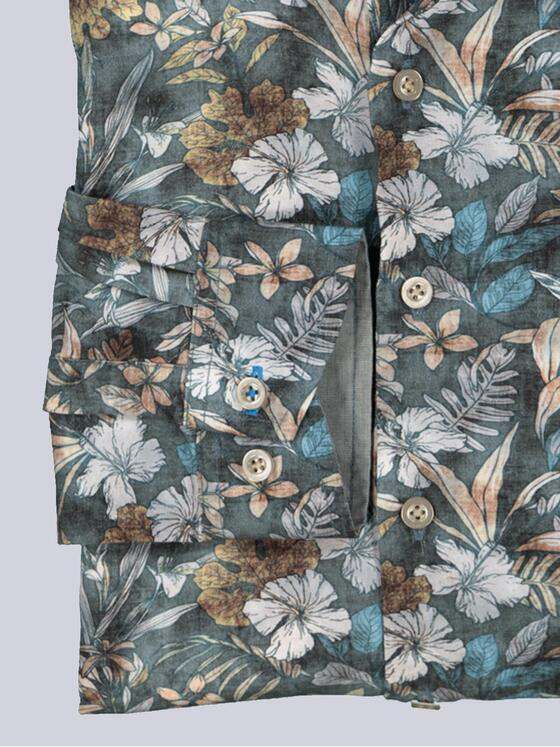 ENGBERS GERMANY Herren Langarm-Hemd mit innovativem All-Over-Print Braun 35781