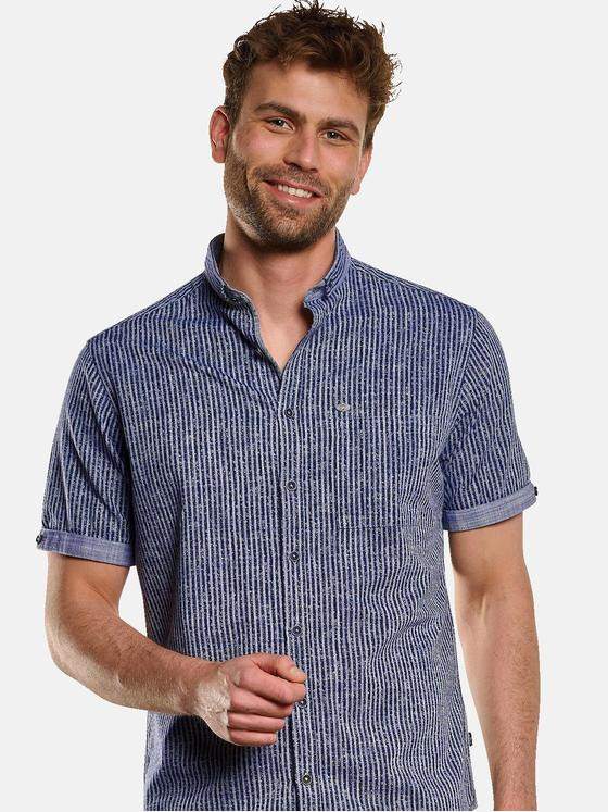 engbers Herren Kurzarm-Hemd gestreift Marineblau 32981