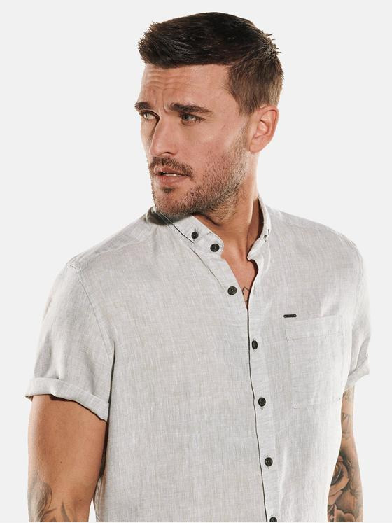 emilio adani Herren Kurzarm-Hemd uni Beige 35048