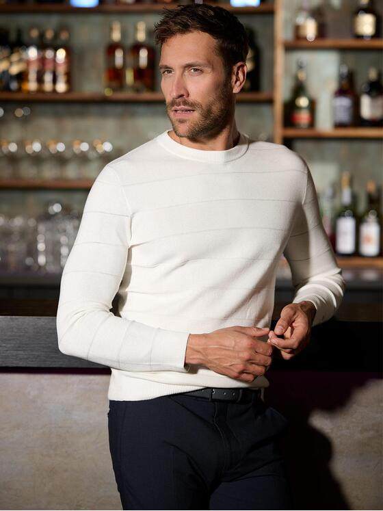 emilio adani Herren Pullover strukuriert Weiß 38217