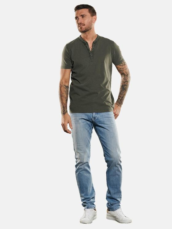 emilio adani Herren Henley-Shirt regular Grün 35106