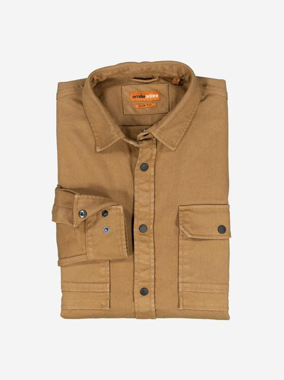 emilio adani Herren Overshirt aus Twill slim fit Braun 37229