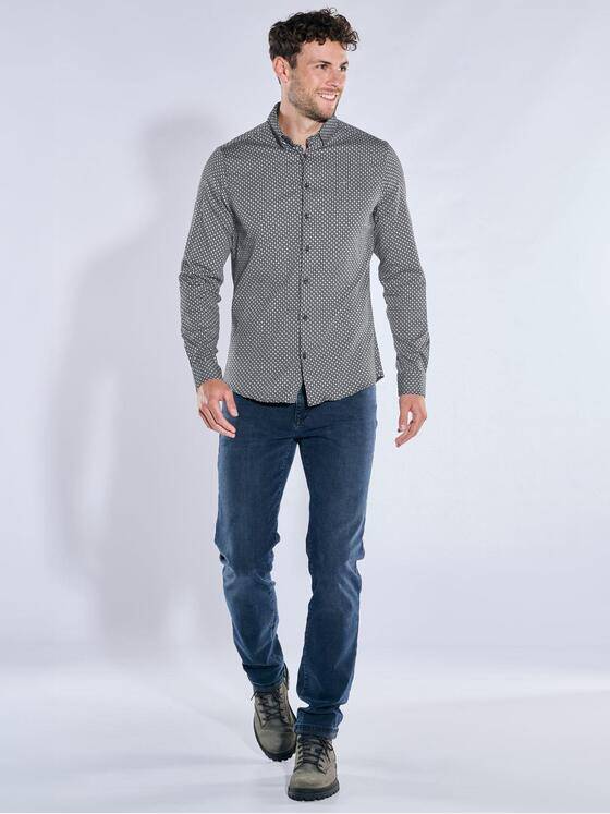 emilio adani Herren Langarm-Hemd gemustert Schwarz 39597