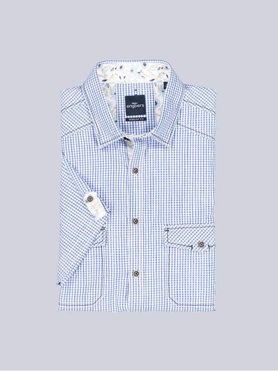 engbers Herren Kurzarm-Hemd kariert Blau 38903