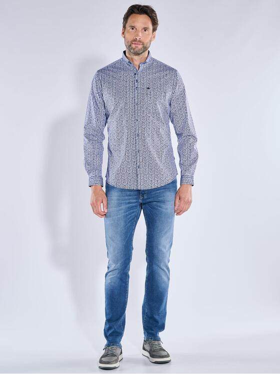 engbers Herren Langarm-Hemd gestreift Marineblau 39124