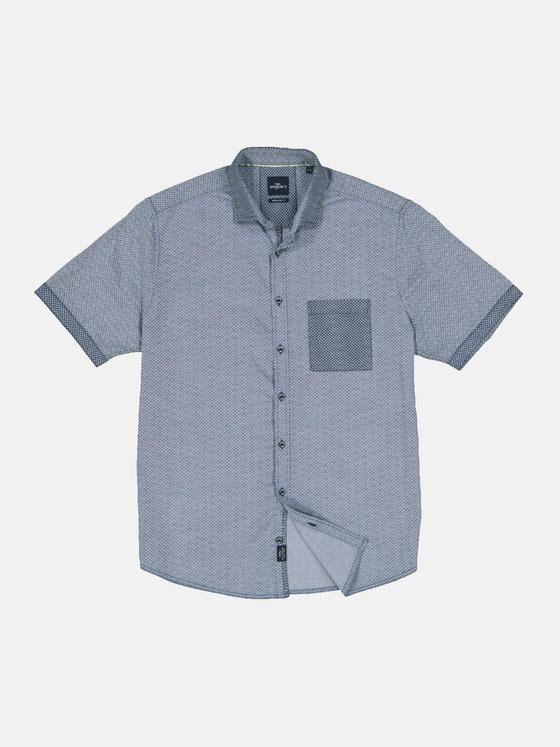 engbers Herren Kurzarm-Hemd gemustert Blau 34759