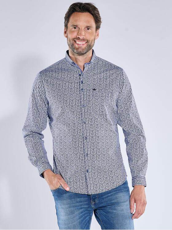 engbers Herren Langarm-Hemd gestreift Marineblau 39124