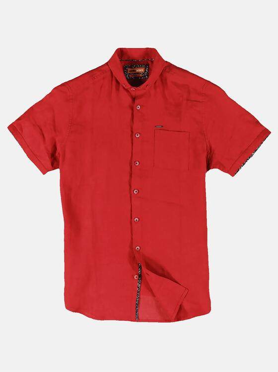 emilio adani Herren Kurzarm-Hemd aus Leinenstoff Rot 31671