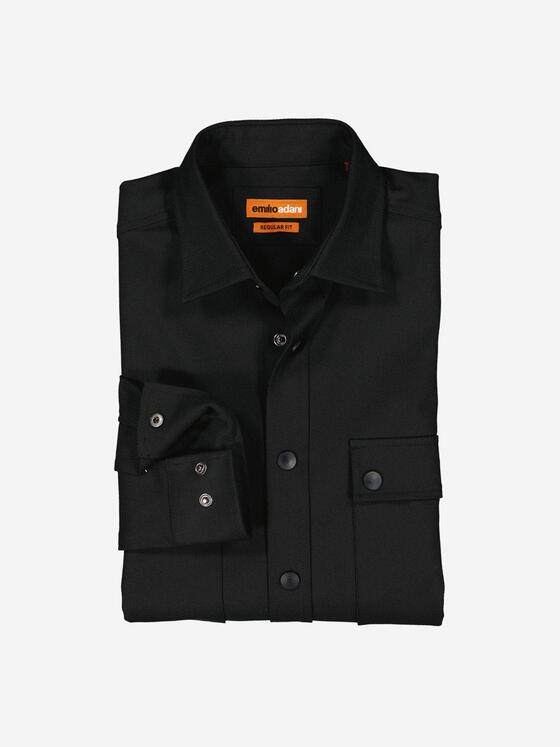 emilio adani Herren Overshirt uni Schwarz 37279