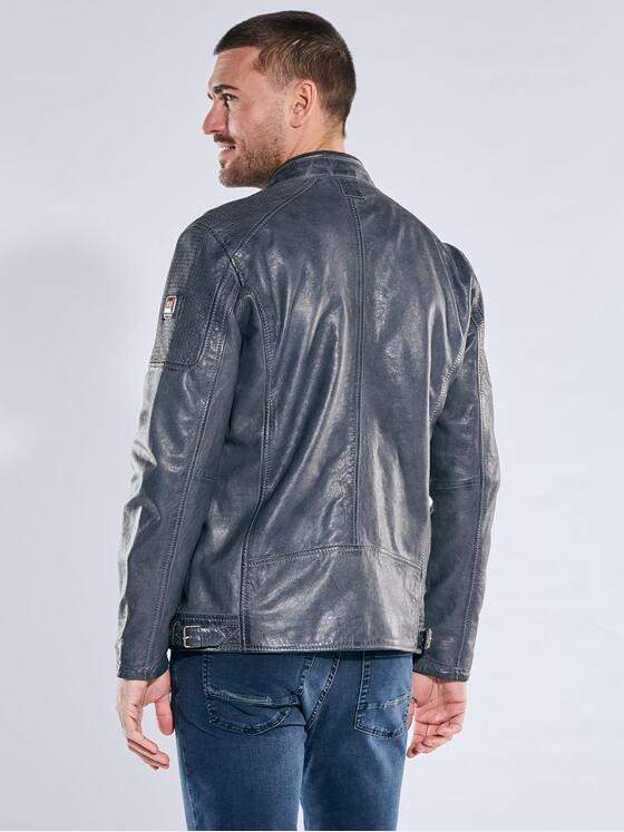 emilio adani Herren Lederjacke in Bikeroptik Mittelblau 40003