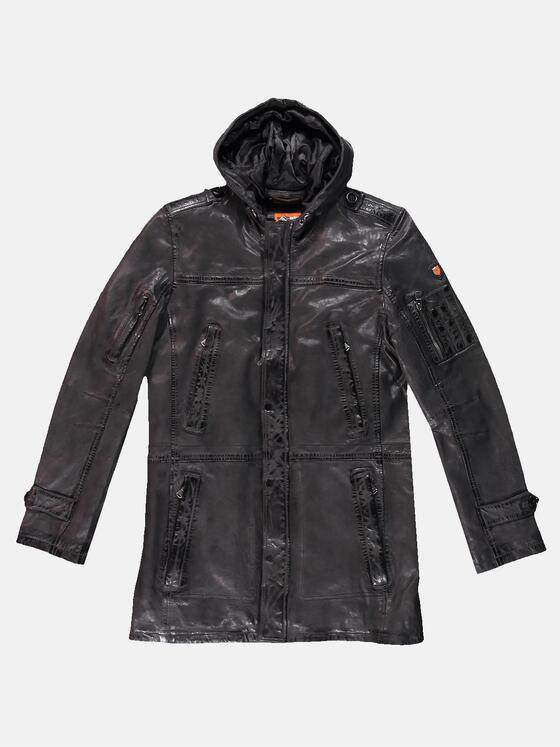 emilio adani Herren modischer Leder-Parka Grau 30197