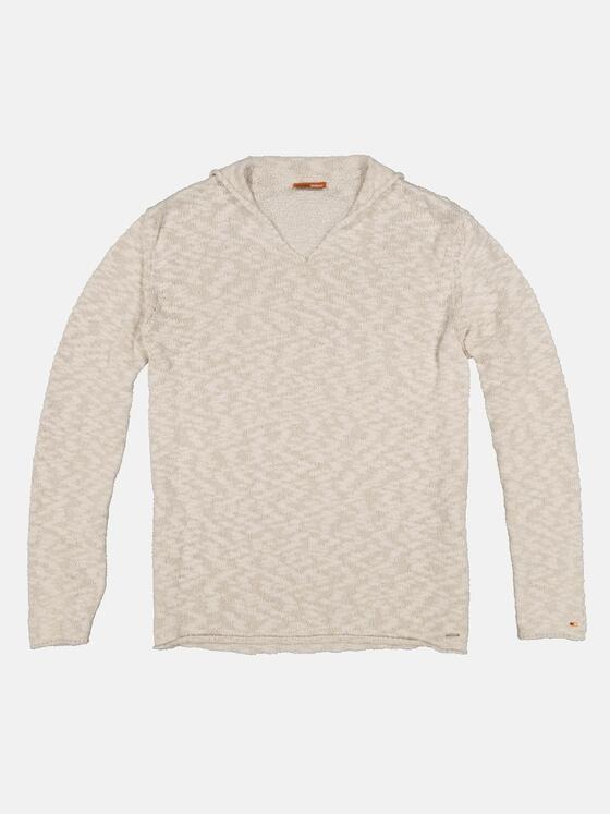 emilio adani Herren Strick-Pullover mit Kragen Beige 32693