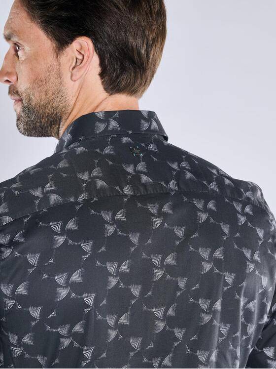 ENGBERS GERMANY Herren Langarm-Hemd gemustert Schwarz 39575