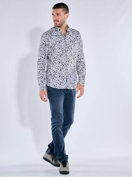 emilio adani Herren Langarm-Hemd gemustert Anthrazit 39633