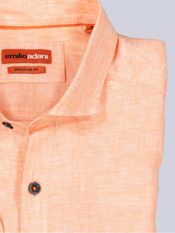 emilio adani Herren Langarm-Hemd aus Leinen Orange 38565
