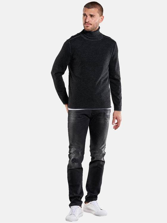 emilio adani Herren Pullover aus Merinowolle Schwarz 34046