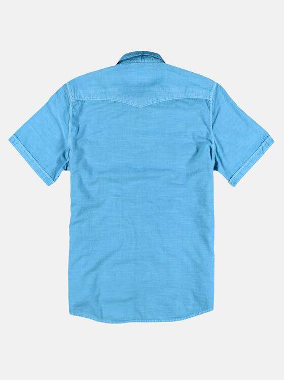 engbers Herren Sommerhemd mit dezenten Kontrastdetails Cyanblau 29846