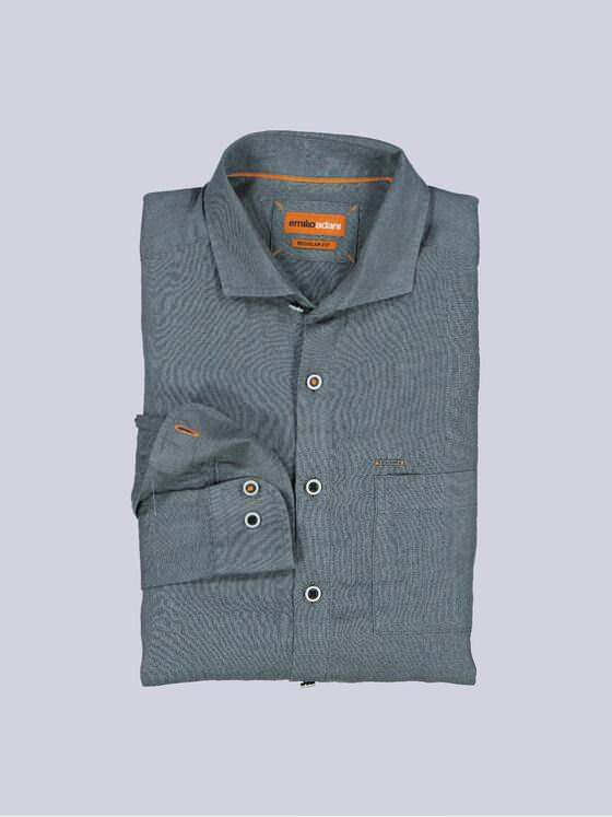 emilio adani Herren Hemd uni Dunkelgruen 40342