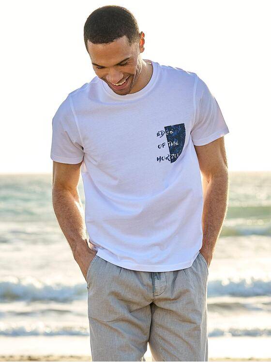 emilio adani Herren T-Shirt uni Weiß 38959