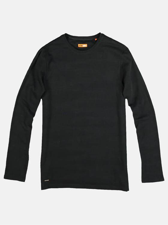 emilio adani Herren Cooles Longsleeve aus softem Jaquard-Material Schwarz 28866