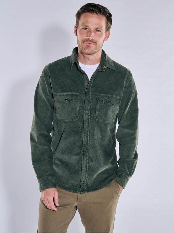 engbers Herren Overshirt aus Cord Grün 37219