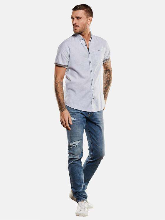 emilio adani Herren Kurzarm-Hemd gestreift Blau 34958
