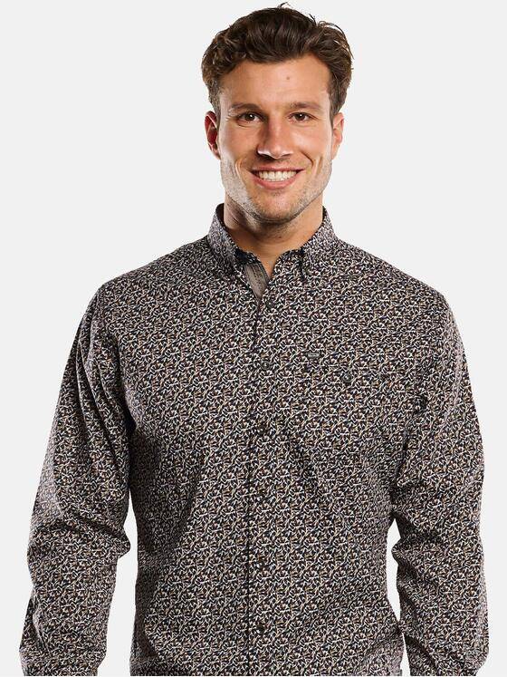 engbers Herren Langarm-Hemd gemustert Braun 33708