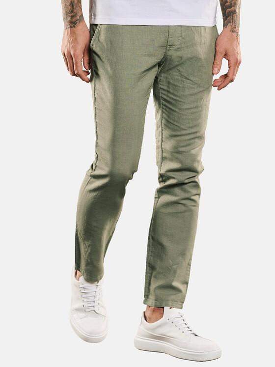 emilio adani Herren Chino mit Leinen-Anteil Grün 33166