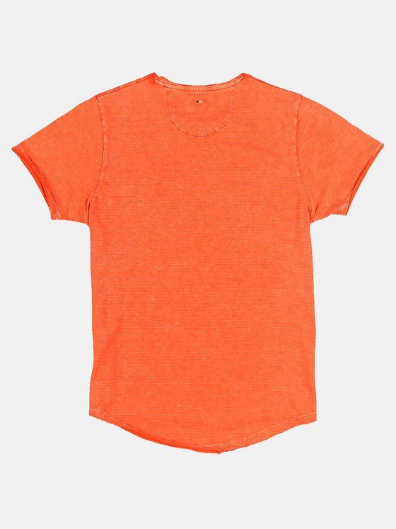 emilio adani Herren Streifenshirt aus softem Slub-Jersey Orange 31139