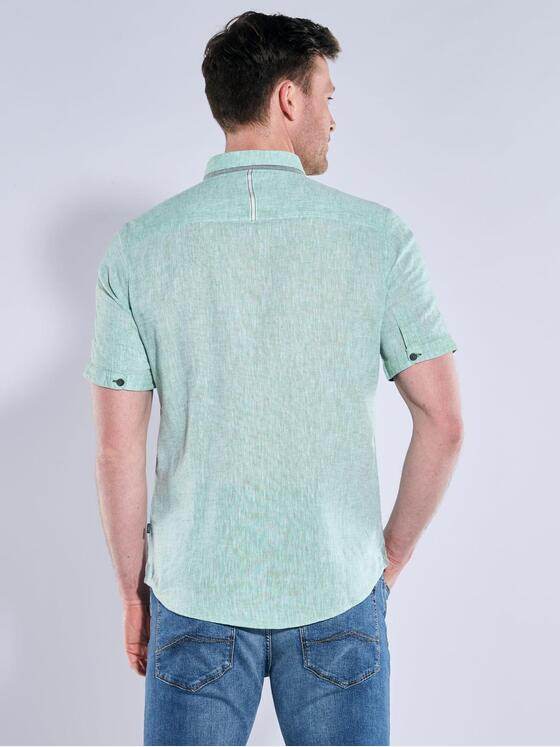 engbers Herren Kurzarm-Hemd mit Leinenanteil Dunkelgruen 38378