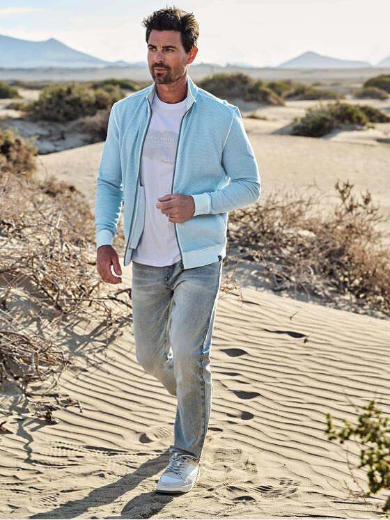 engbers Herren Sweatjacke mit Stehkragen Hellblau 38913